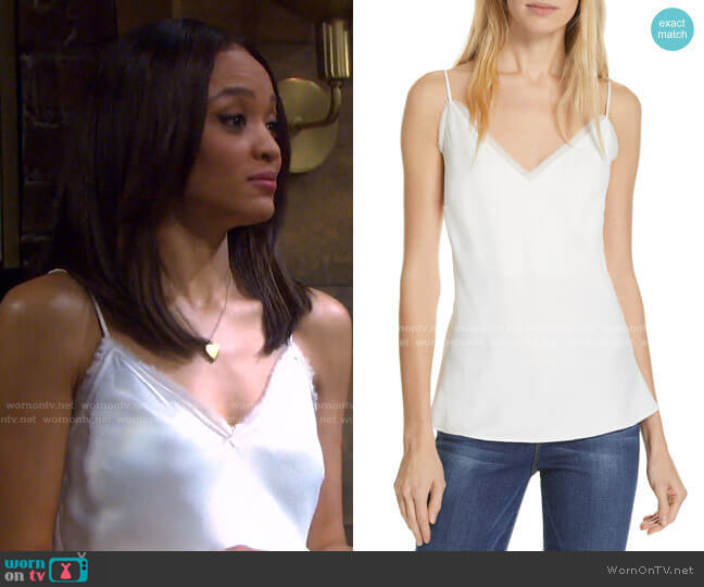 Frame Fray Edge Satin Camisole worn by Lani Price (Sal Stowers) on Days of our Lives