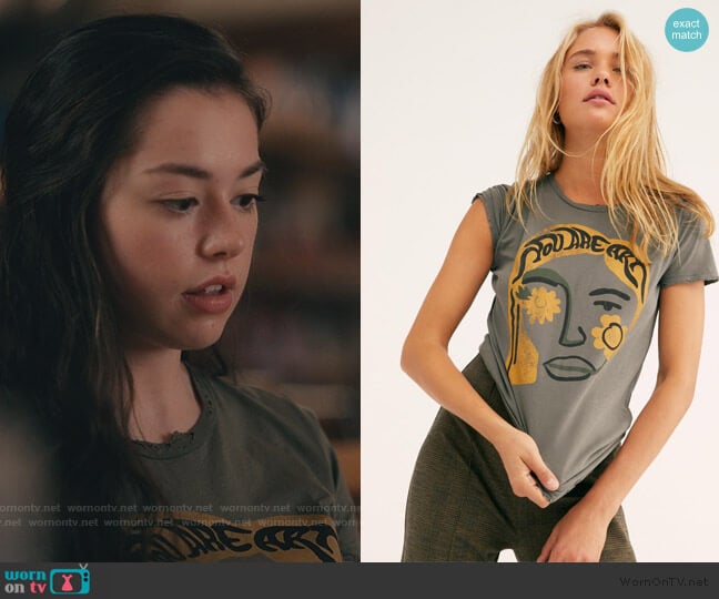 Free People You Are Art Distressed Tee worn by Annie Sullivan (Anneliese Judge) on Sweet Magnolias