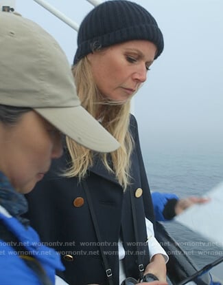 Georgina’s navy double breasted coat