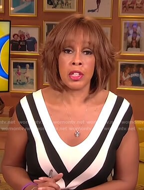 Gayle’s black and white v-neck dress on CBS This Morning