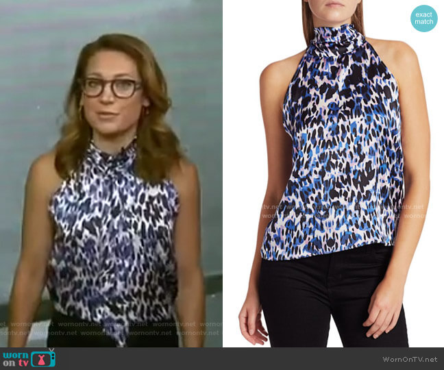 Generation Love Kaylee Tie Leopard Print Halter Top worn by Ginger Zee on Good Morning America