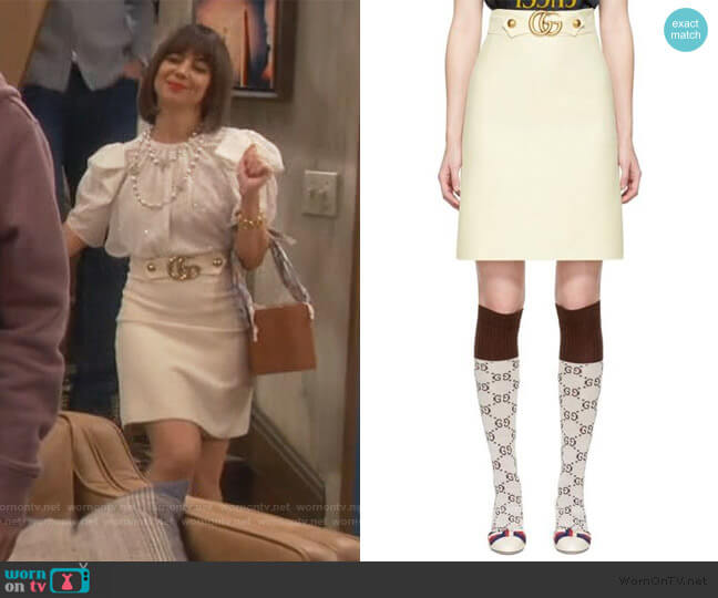 Gucci White Belted Skirt worn by Elizabeth (Natasha Leggero) on Broke