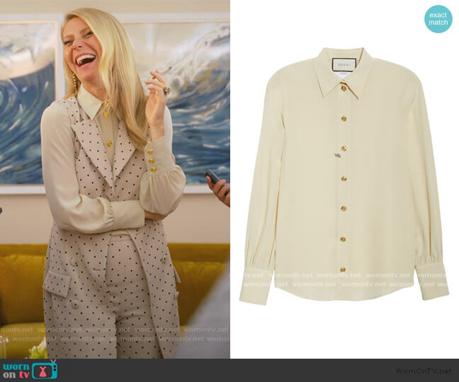 Gucci Silk Crepe de Chine Blouse worn by Georgina Hobart (Gwyneth Paltrow) on The Politician