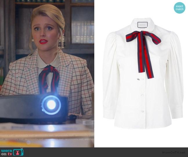 Gucci Bow Detail Shirt worn by Alice (Julia Schlaepfer) on The Politician