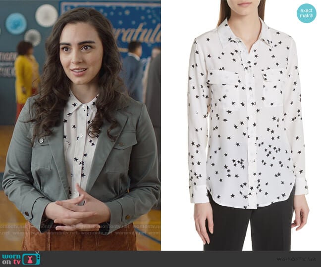 Equipment Slim Signature Star Print Top