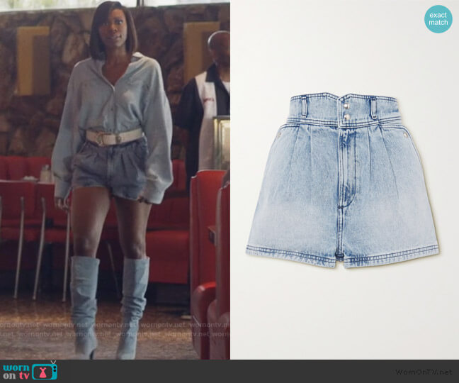 Iro Laconi Denim Shorts worn by Molly Carter (Yvonne Orji) on Insecure