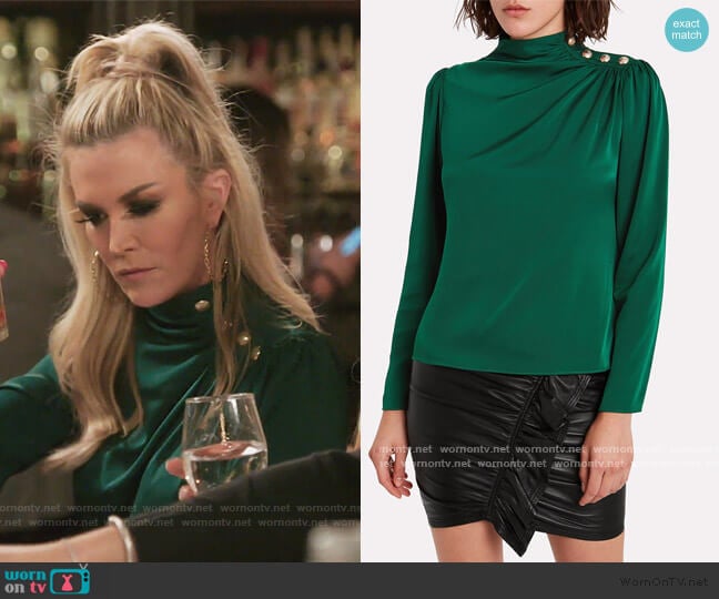 Intermix Monica Draped Silk Blouse worn by Tinsley Mortimer on The Real Housewives of New York City