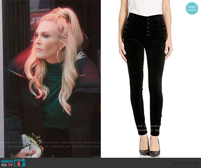 J Brand Natasha Sky High Velvet Pants worn by Tinsley Mortimer on The Real Housewives of New York City