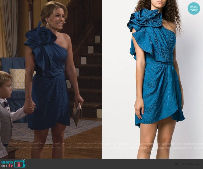 Johanna Ortiz One Shoulder Mini Dress worn by DJ Tanner-Fuller (Candace Cameron Bure) on Fuller House
