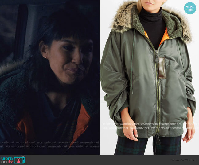 Junya Watanabe Hooded faux fur-trimmed padded shell parka worn by Sara (Zoe Chao) on Love Life