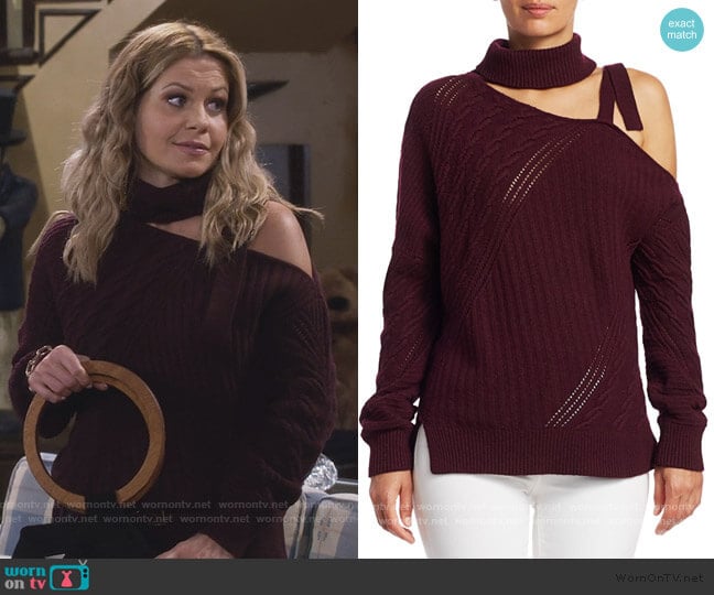 Jonathan Simnkhai Strapped Wool Asymmetric Sweater worn by DJ Tanner-Fuller (Candace Cameron Bure) on Fuller House