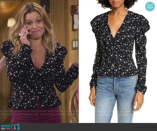 Jonathan Simkhai Star Print Blouse worn by Stephanie Tanner (Jodie Sweetin) on Fuller House