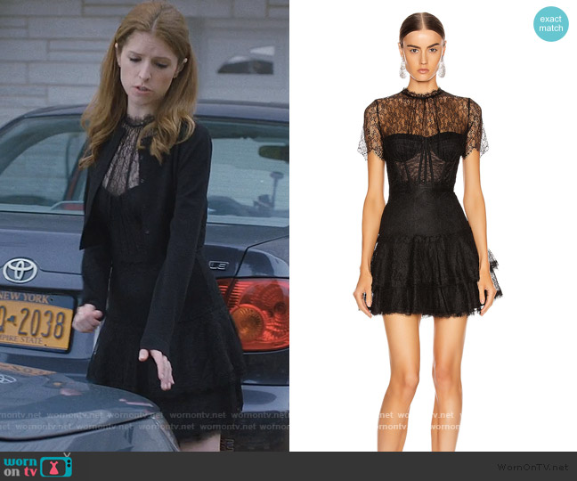 Jonathan Simkhai Lace Bustier Mini Ruffle Dress worn by Darby (Anna Kendrick) on Love Life