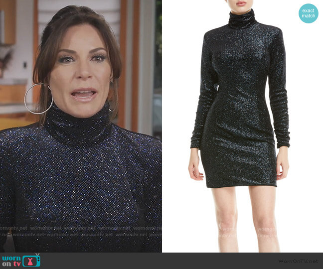 Jovani Metallic Knit Turtleneck Dress worn by Luann de Lesseps on The Real Housewives of New York City