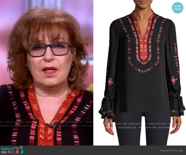 Kobi Halperin Junie Embroidered Silk Blouse worn by Joy Behar on The View