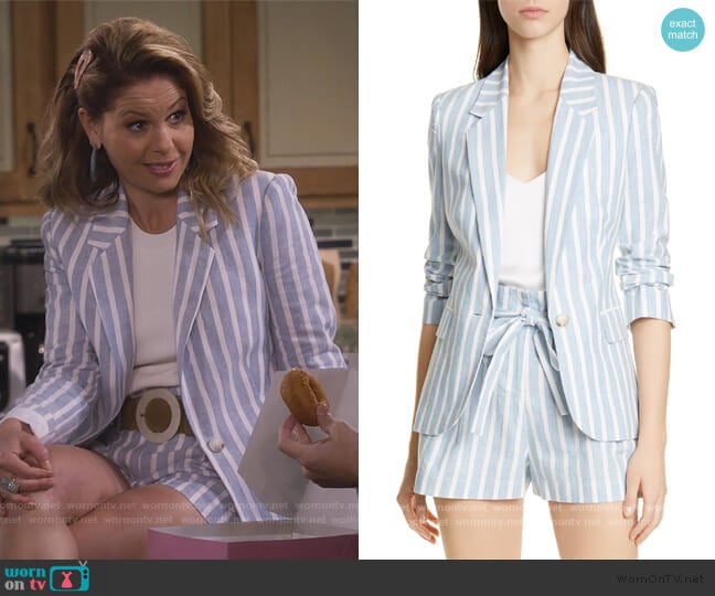 L'Agence Scout Stripe Blazer worn by DJ Tanner-Fuller (Candace Cameron Bure) on Fuller House