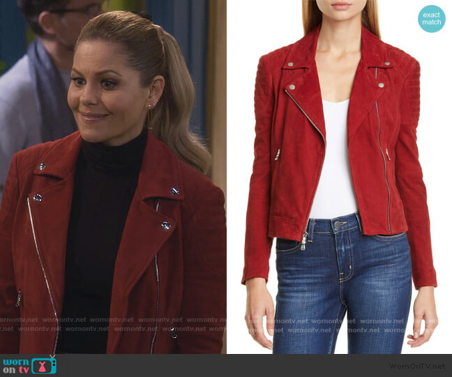 L'Agence Ryder Suede Moto Jacket worn by Stephanie Tanner (Jodie Sweetin) on Fuller House