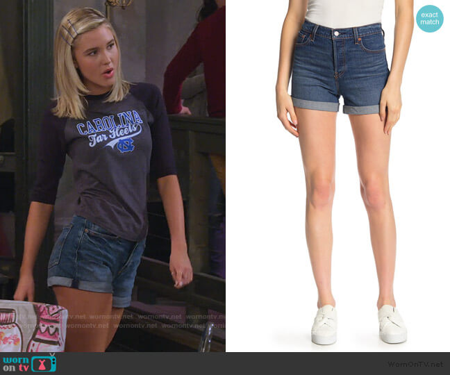Levis Wedgie Denim Shorts worn by Katie Cooper (Isabel May) on Alexa & Katie