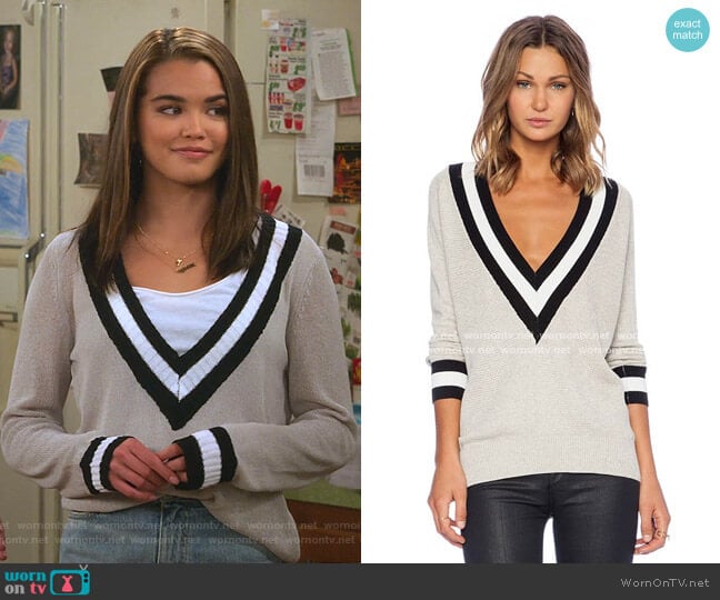 Lost in Lunar Wilde Heart Varsity Sweater worn by Alexa Mendoza (Paris Berelc) on Alexa & Katie