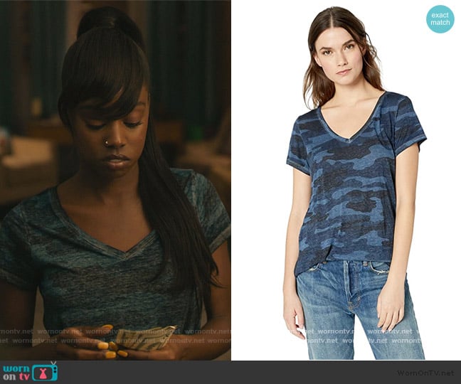 Lucky Brand Camo Burnout Tee worn by Kiesha Williams (Birgundi Baker) on The Chi