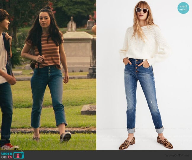 Madewell The High-Rise Slim Boyjean in Hatfield Wash worn by Annie Sullivan (Anneliese Judge) on Sweet Magnolias