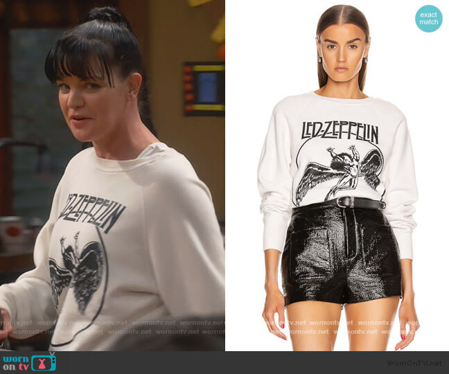 Madeworn Led Zeppelin Faded Crew Fleece Sweatshirt worn by Jackie (Pauley Perrette) on Broke