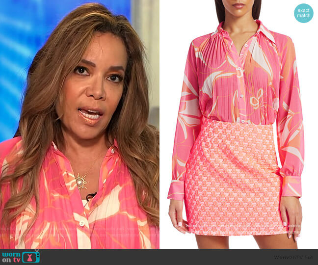 Milly Pleated Stencil Floral Shirt worn by Sunny Hostin on The View