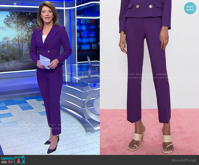 Zara Mini Flare Pants worn by Norah O'Donnell on CBS Evening News