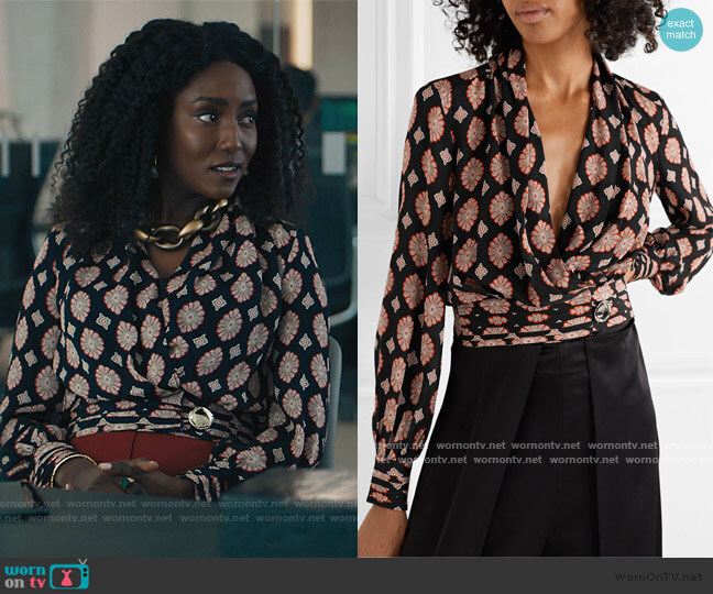 Nicholas Shaila Wrap Top worn by Lauren Turner (Jade Eshete) on Billions