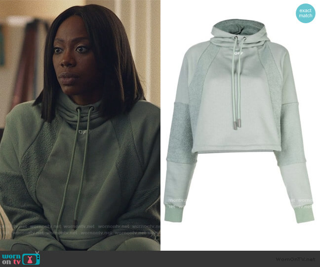 Off-White Cropped Drawstring Hoodie worn by Molly Carter (Yvonne Orji) on Insecure