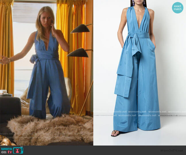 Oscar de la Renta Tie Waist Jumpsuit worn by Georgina Hobart (Gwyneth Paltrow) on The Politician
