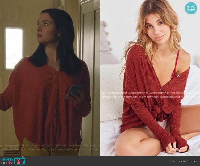 Out From Under Jojo Oversized Thermal Button-Front Top worn by Jane Sloan (Katie Stevens) on The Bold Type