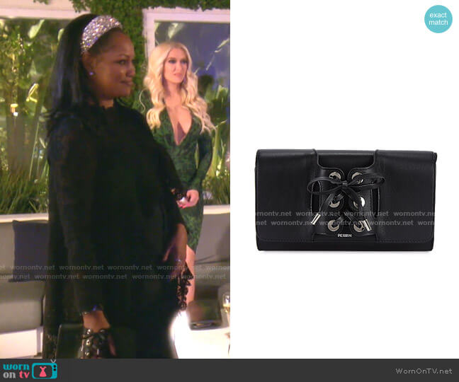 Perrin Paris Le Corset Grained Leather Clutch worn by Garcelle Beauvais on The Real Housewives of Beverly Hills