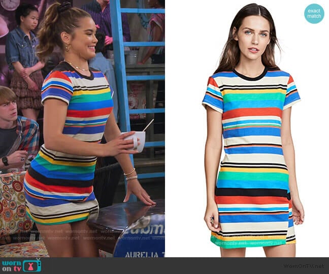 Pam & Gela Stripe Print T-Shirt Dress worn by Alexa Mendoza (Paris Berelc) on Alexa & Katie