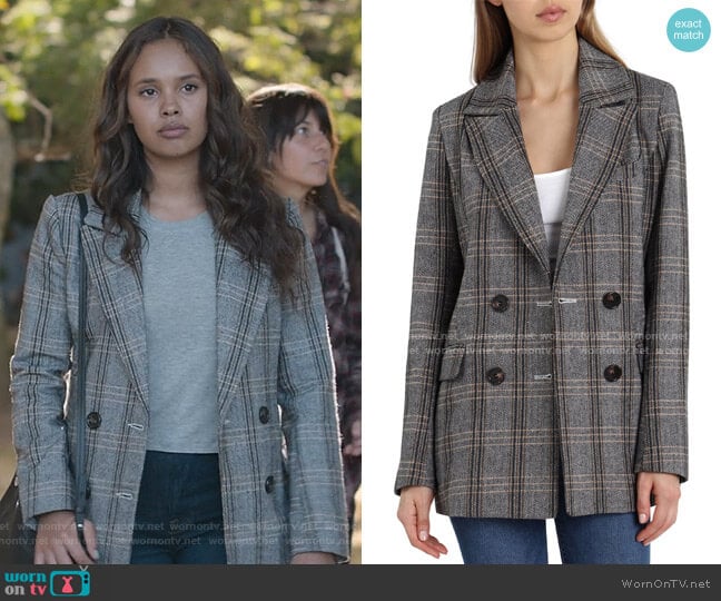 Avec Les Filles Plaid Double Breasted Blazer worn by Jessica Davis (Alisha Boe) on 13 Reasons Why