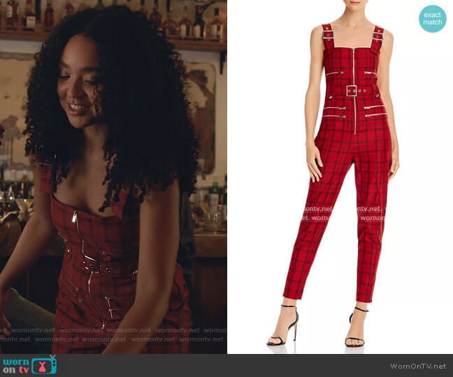 WeWoreWhat Plaid Moto Jumpsuit worn by Kat Edison (Aisha Dee) on The Bold Type