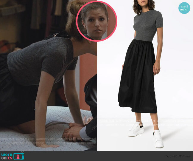 Prada knitted top flared midi-dress worn by Darby (Anna Kendrick) on Love Life