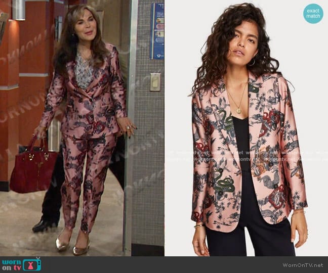 Scotch & Soda Printed Double Breasted Blazer worn by Kate Roberts (Lauren Koslow) on Days of our Lives