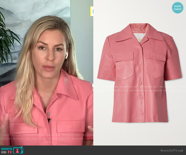 Remain Birger Christensen Siena Leather Shirt worn by Morgan Stewart on E! News