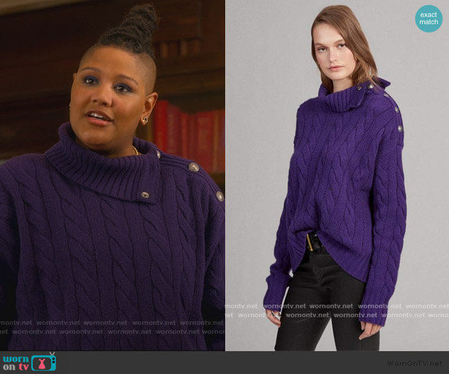 Ralph Lauren Cable-Knit Turtleneck Sweater worn by Skye (Rahne Jones) on The Politician