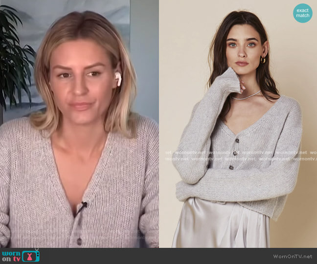 Sablyn Bianco Cashmere V Neck Cardigan worn by Morgan Stewart on E! News