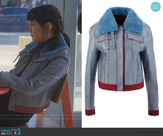 Sies Marjan Gabbie leather jacket worn by Sara (Zoe Chao) on Love Life