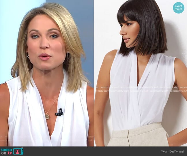 New York & Company Mila Bodysuit - Eva Mendes Collection worn by Amy Robach on Good Morning America