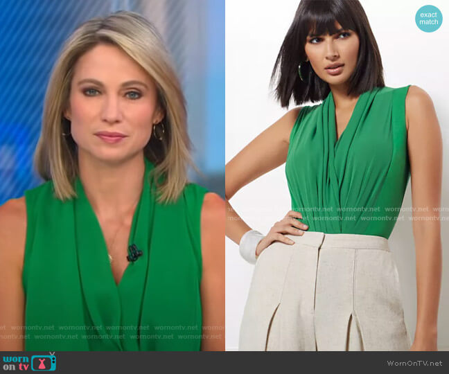 New York & Company Mila Bodysuit - Eva Mendes Collection worn by Amy Robach on Good Morning America