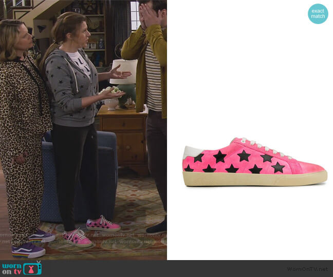 Saint Laurent textured embroidered star sneakers worn by Stephanie Tanner (Jodie Sweetin) on Fuller House