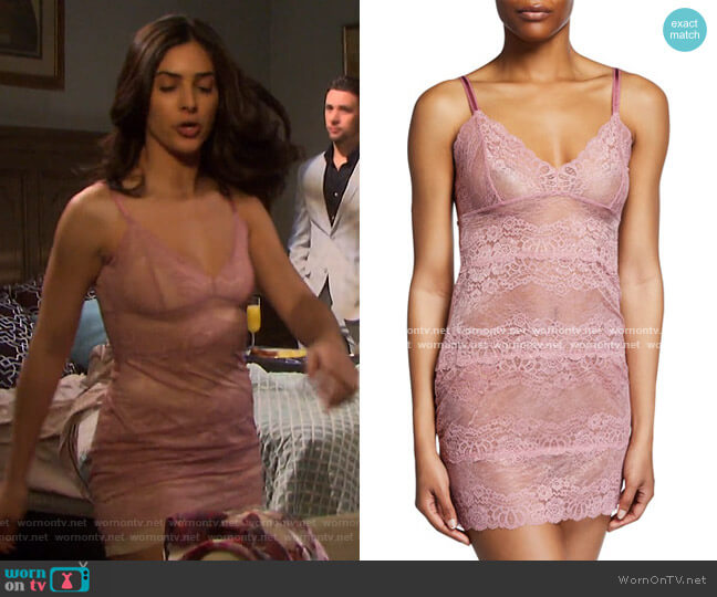 Samantha Chang Boudoir Semisheer Lace Full Slip worn by Gabi Hernandez (Camila Banus) on Days of our Lives