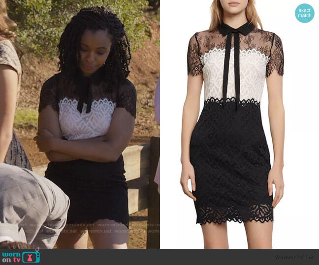 Sandro Rozen lace-panel Dress worn by Ani (Grace Saif) on 13 Reasons Why