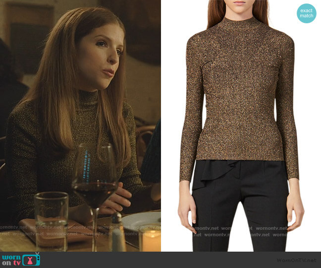 Sandro Shinny Mock Neck Sweater worn by Darby (Anna Kendrick) on Love Life