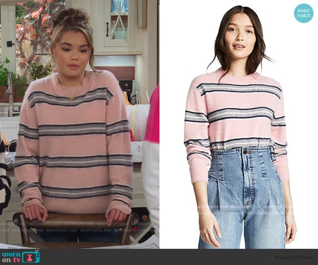 Sea Salene Cashmere Boxy Boyfriend Sweater worn by Alexa Mendoza (Paris Berelc) on Alexa & Katie