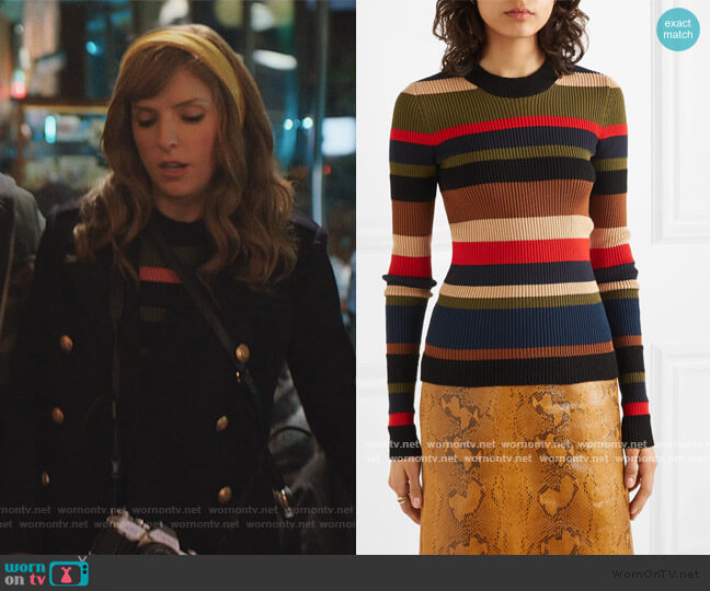 Sonia Rykiel Striped ribbed cotton and cashmere-blend sweater worn by Darby (Anna Kendrick) on Love Life